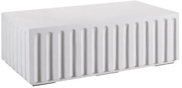 Jenieva French Country White Concrete Rectangular Block Outdoor Coffee Table