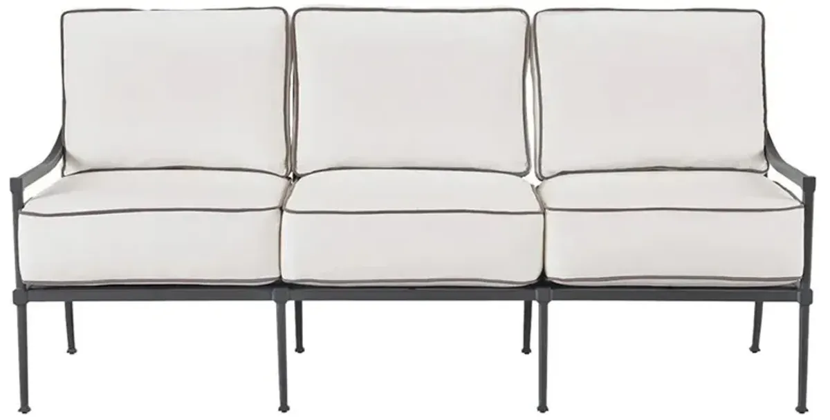 Lindale French Country Grey Aluminum White Cushion Back Outdoor Sofa - 74"W