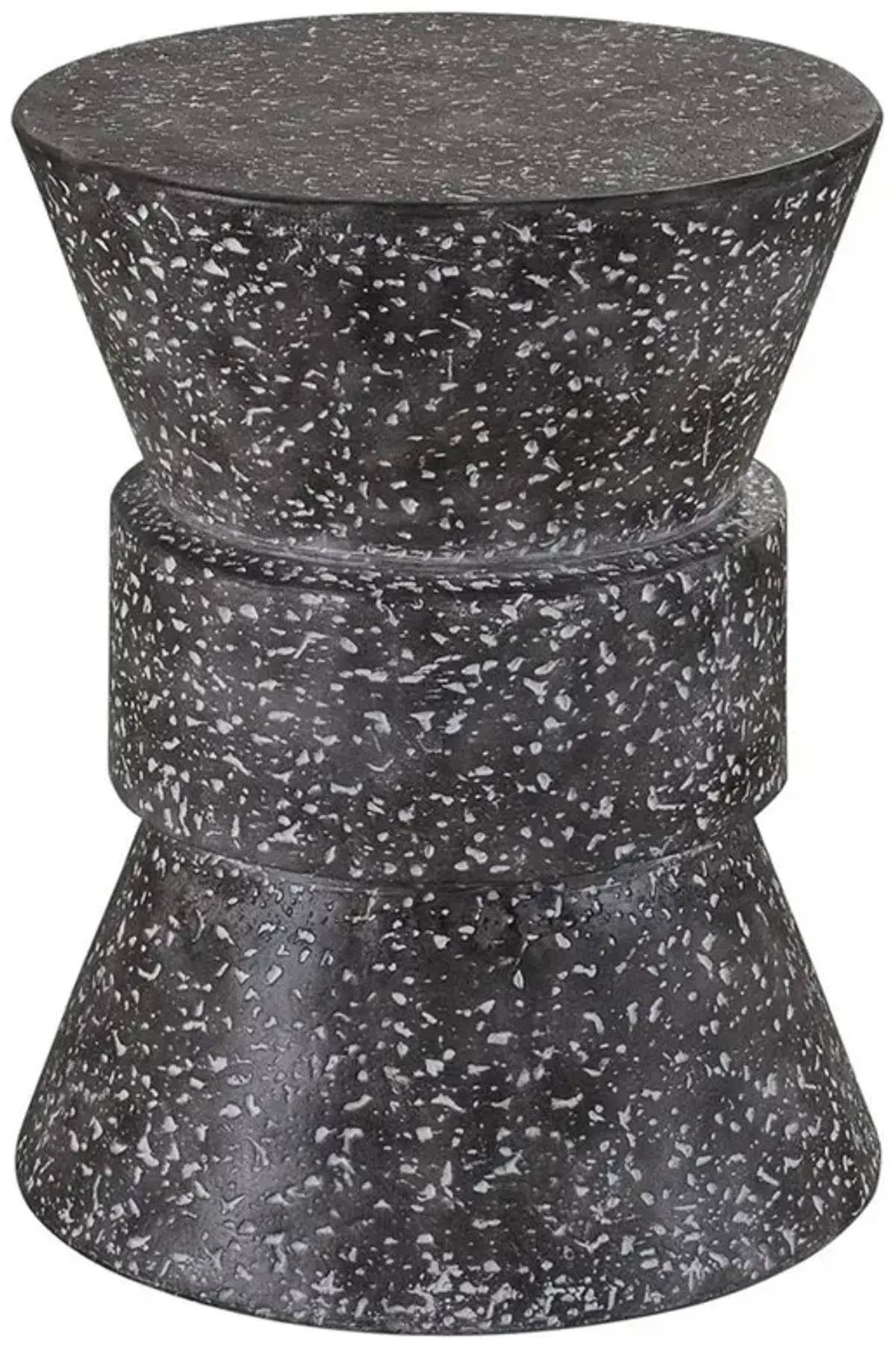 Rossan French Country Grey Cast Concrete Round Drum Outdoor Side Table