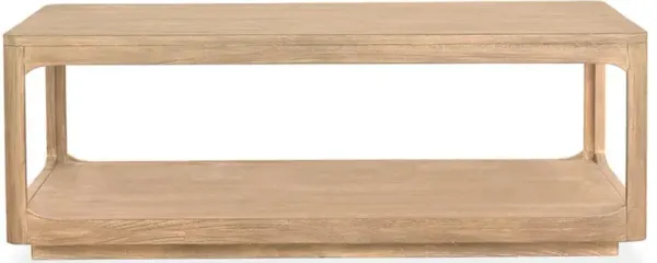 Bella Rustic Lodge Beige Teak Wood Rectangular Coffee Table