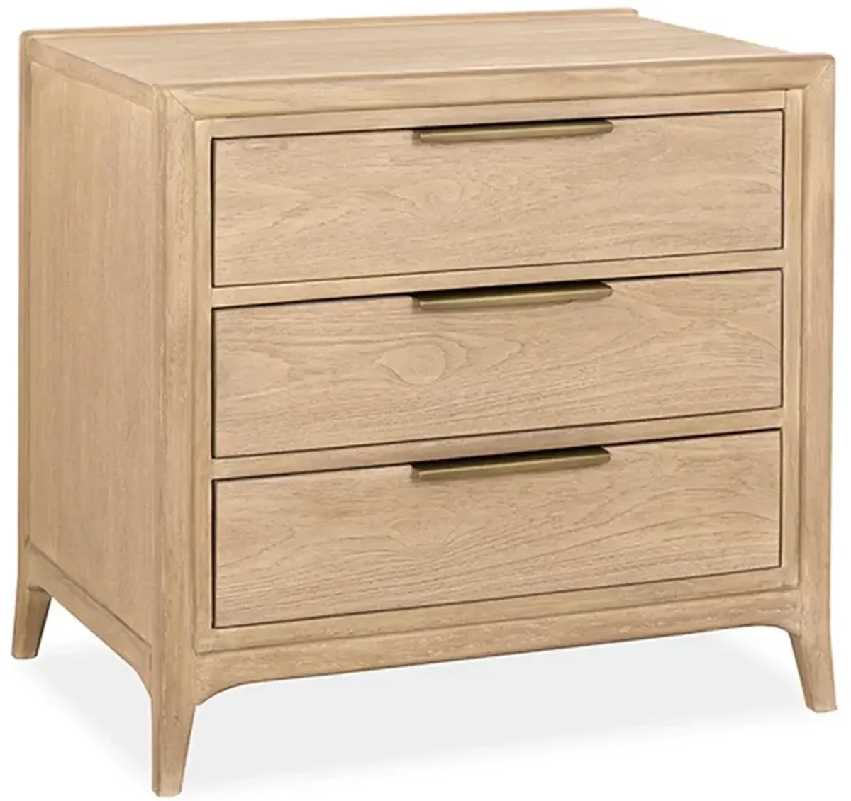 Bella Rustic Lodge Light Brown Teak Wood Bronze Metal 3 Drawer Nightstand