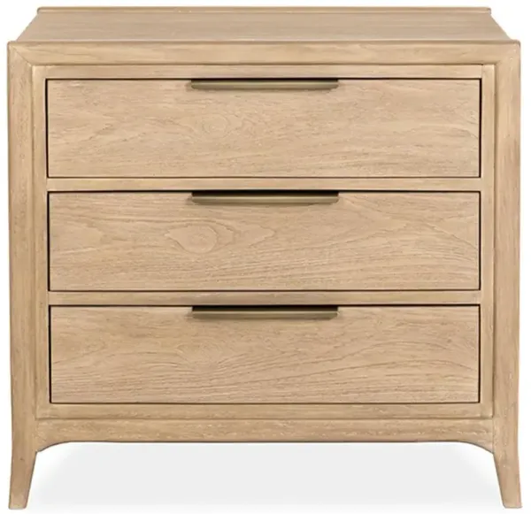 Bella Rustic Lodge Light Brown Teak Wood Bronze Metal 3 Drawer Nightstand