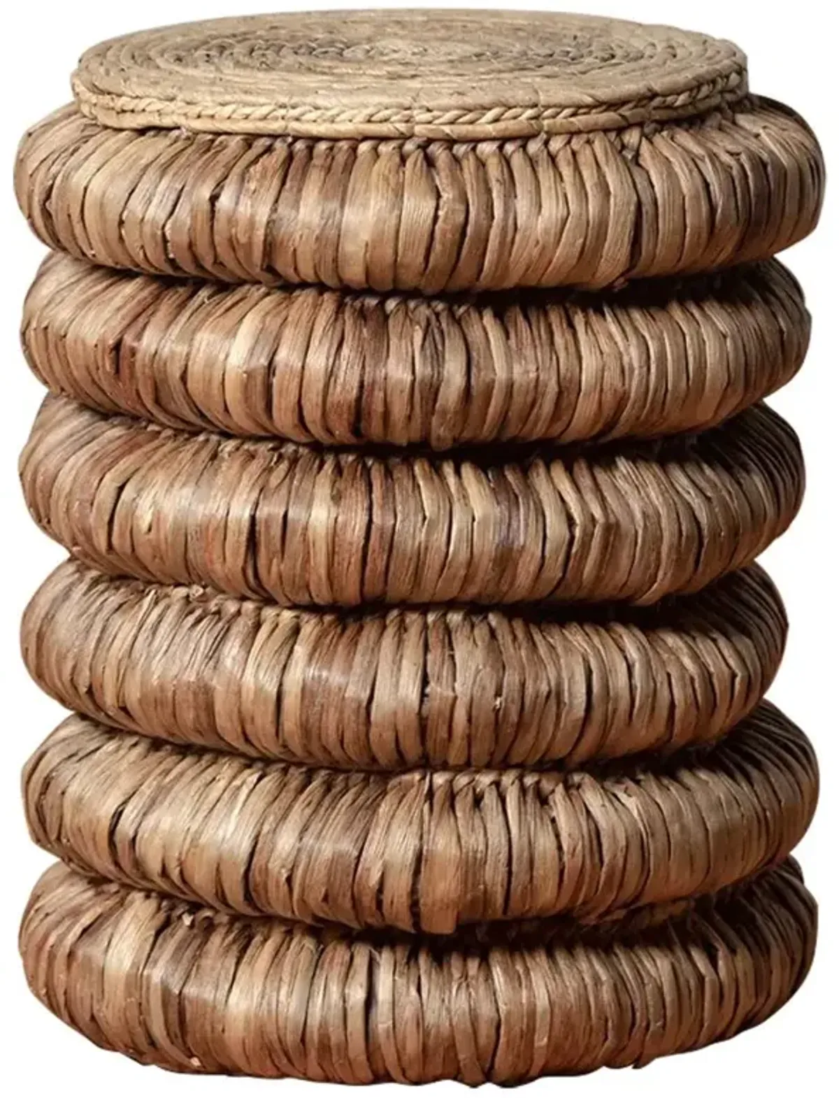 James Coastal Natural Brown Water Hyacinth Round Side Table