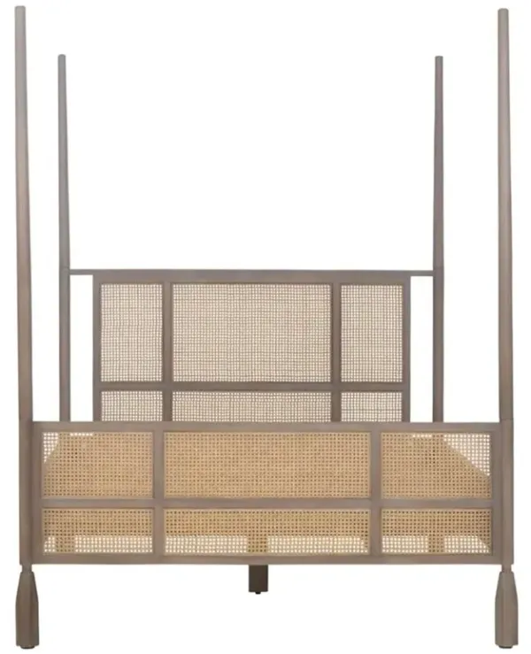 Harley Coastal Beach Porcini Wood Natural Cane 4 Poster Bed - Queen