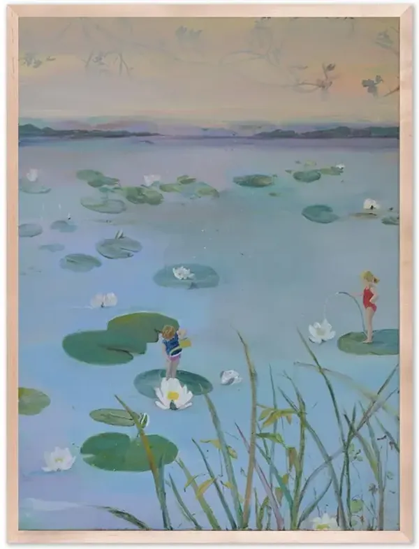 Watering Water Lilies Painting - 32x24