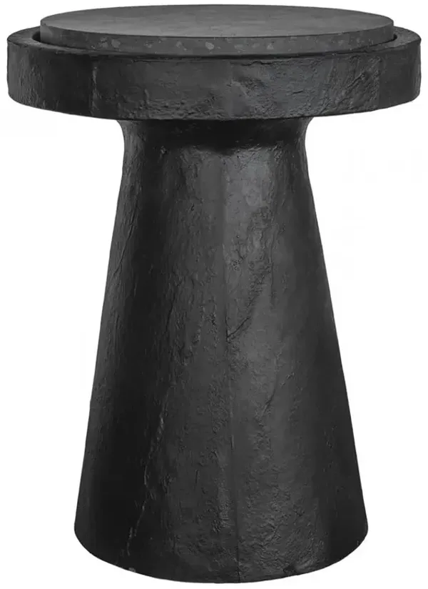 Jerry Industrial Loft Black Terrazzo Top Concrete Base Pedestal Outdoor Side Table