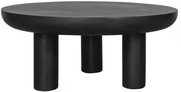 Gino Industrial Loft Black Concrete Round Outdoor Coffee Table