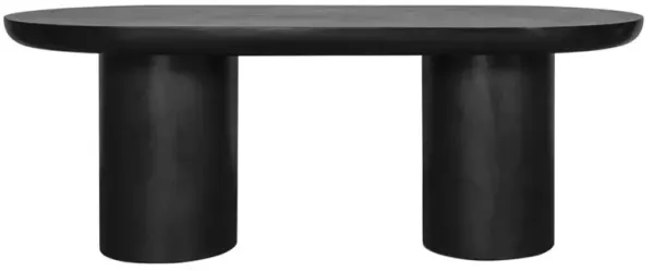 Gino Industrial Black Concrete Iron Double Pedestal Outdoor Dining Table - 83"W