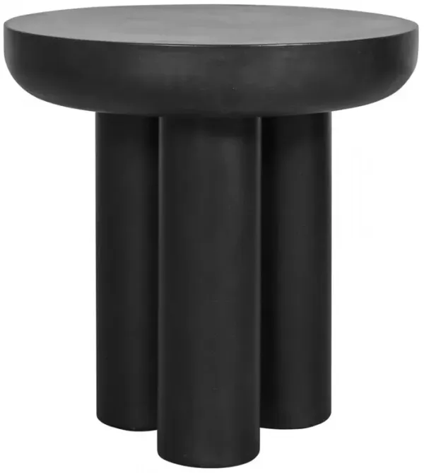 Gino Industrial Loft Black Concrete Round Outdoor Side Table