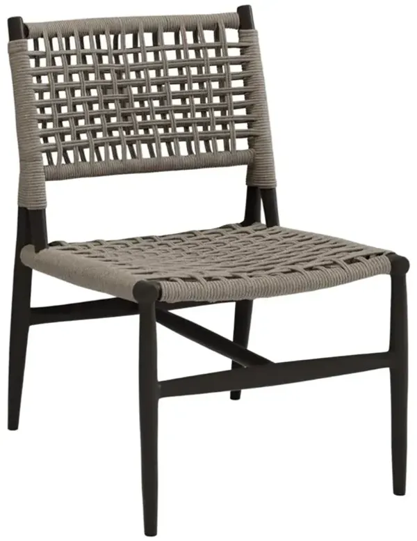 Liam Coastal Brown Rope Black Aluminum Outdoor Dining Side Chair