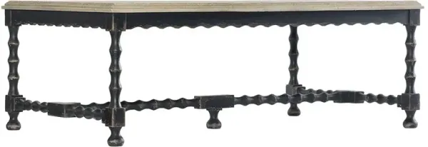 Czar French Country Distressed Brown Top Black Wood Rectangular Coffee Table