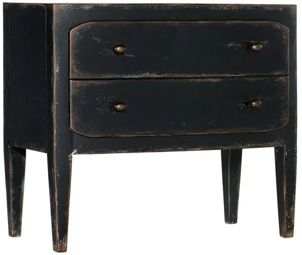 Harvey Rustic Lodge Black Maple Wood Brass Pull 2 Drawer Nightstand