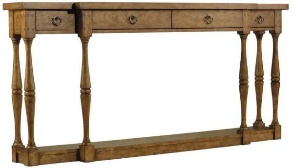 Albert French Country Brown Veneer Wood 4 Drawer Console Table