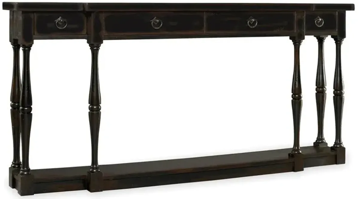 Albert Updated Traditional Black Distressed Oak Wood Console Table
