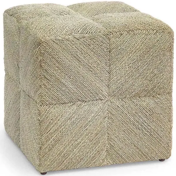 Palecek Ainsley Coastal Whitewashed Woven Abaca Rope Wood Frame Square Stool