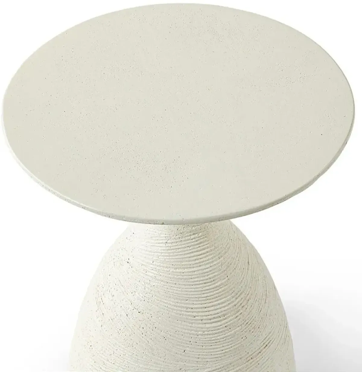 Palecek Poppy Coastal Beach White Stonecast Outdoor Round Side Table