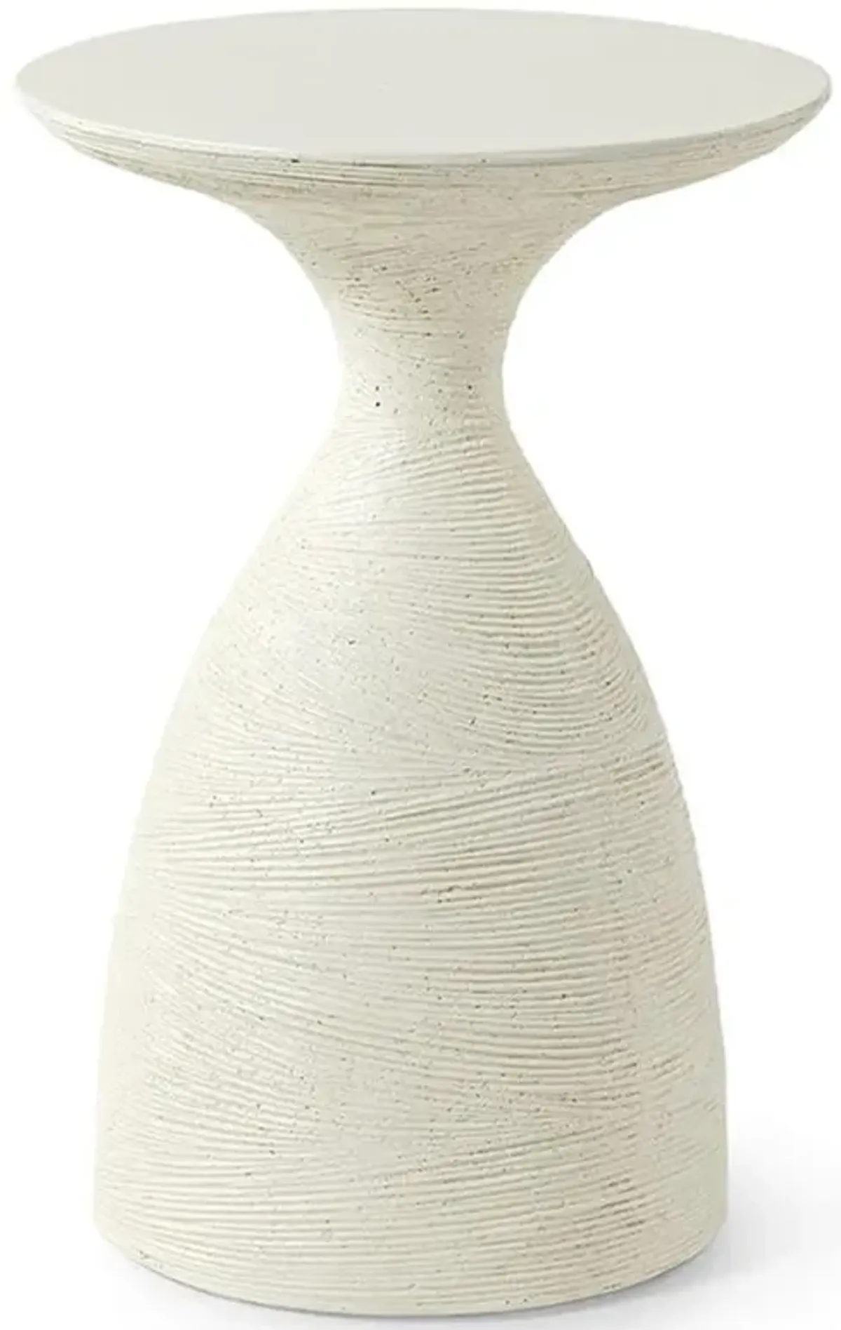 Palecek Poppy Coastal Beach White Stonecast Outdoor Round Side Table