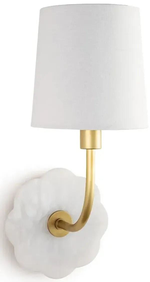 Camilla French Country Natural White Alabaster Armed Sconce
