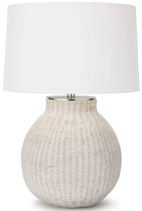 Hobi White Washed Woven Rattan Bedside Table Lamp