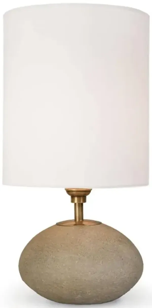 Hollywood Regency Brass Steel Natural Concrete Mini Orb Table Lamp