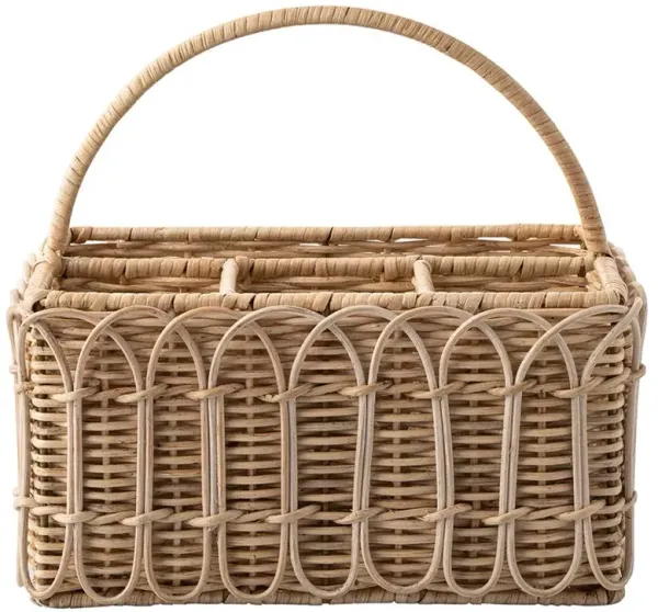 Juliska Provence Coastal Beach Whitewash Rattan Silverware Caddy