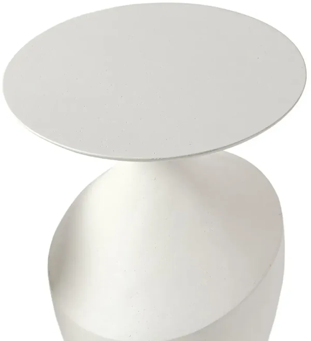 Palecek Chelsea Industrial Loft White Stonecast Round Outdoor Side Table - Large