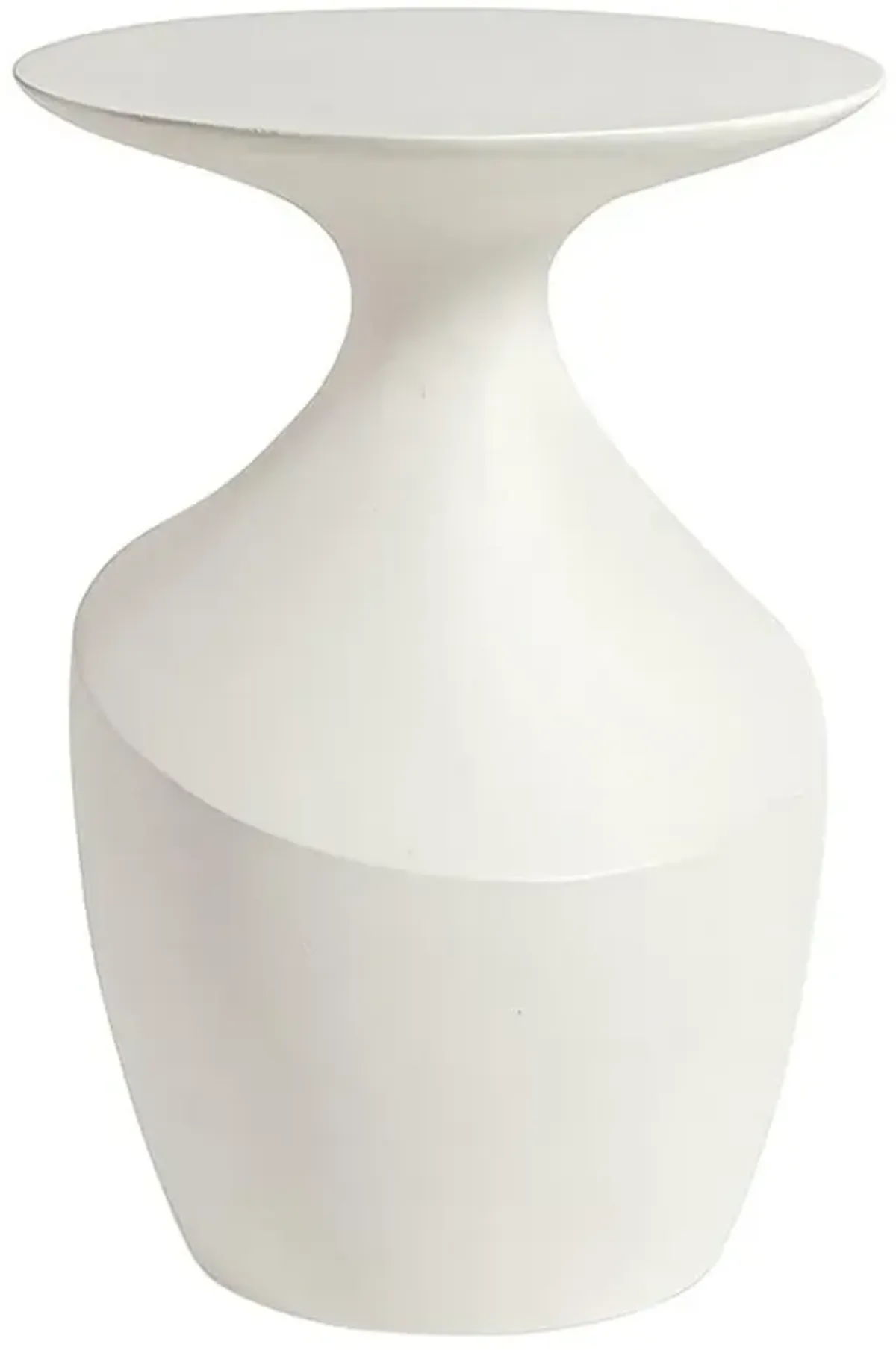 Palecek Chelsea Industrial Loft White Stonecast Round Outdoor Side Table - Large