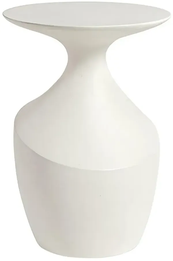 Palecek Chelsea Industrial Loft White Stonecast Round Outdoor Side Table - Large