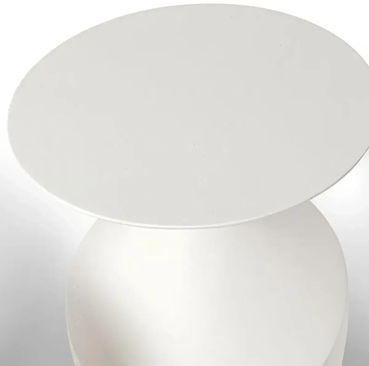 Palecek Chelsea Industrial Loft White Stonecast Round Outdoor Side Table - Small