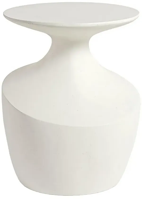 Palecek Chelsea Industrial Loft White Stonecast Round Outdoor Side Table - Small