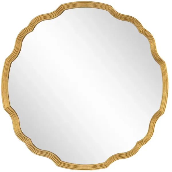 Joy Regency Handcrafted Distressed Gold Wood Frame Round Wall Mirror
