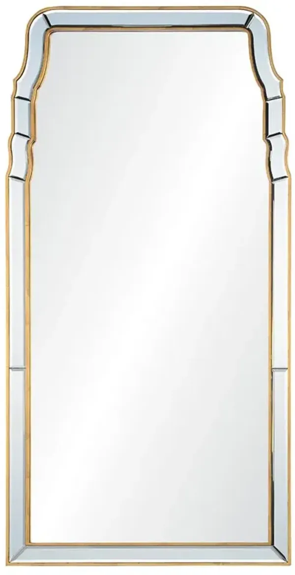 Tatum Regency Handcrafted Distressed Gold Wood Frame Rectangular Wall Mirror