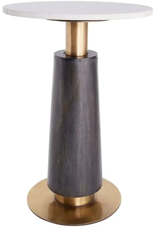 Knoxville Industrial Loft White Marble Top Mango Wood Round Side Table