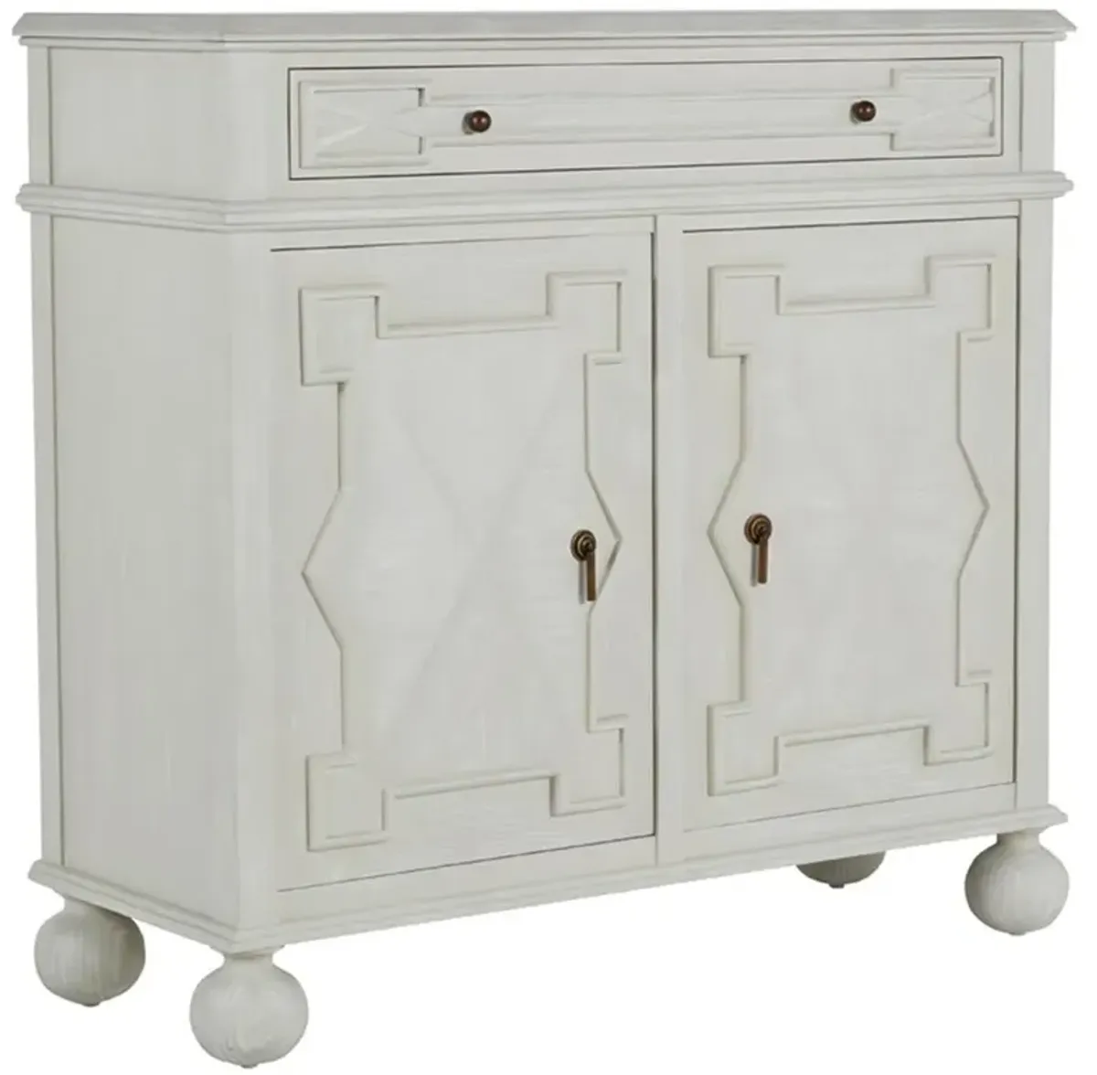 Ezekiel French Country Cerused White Wood Sideboard