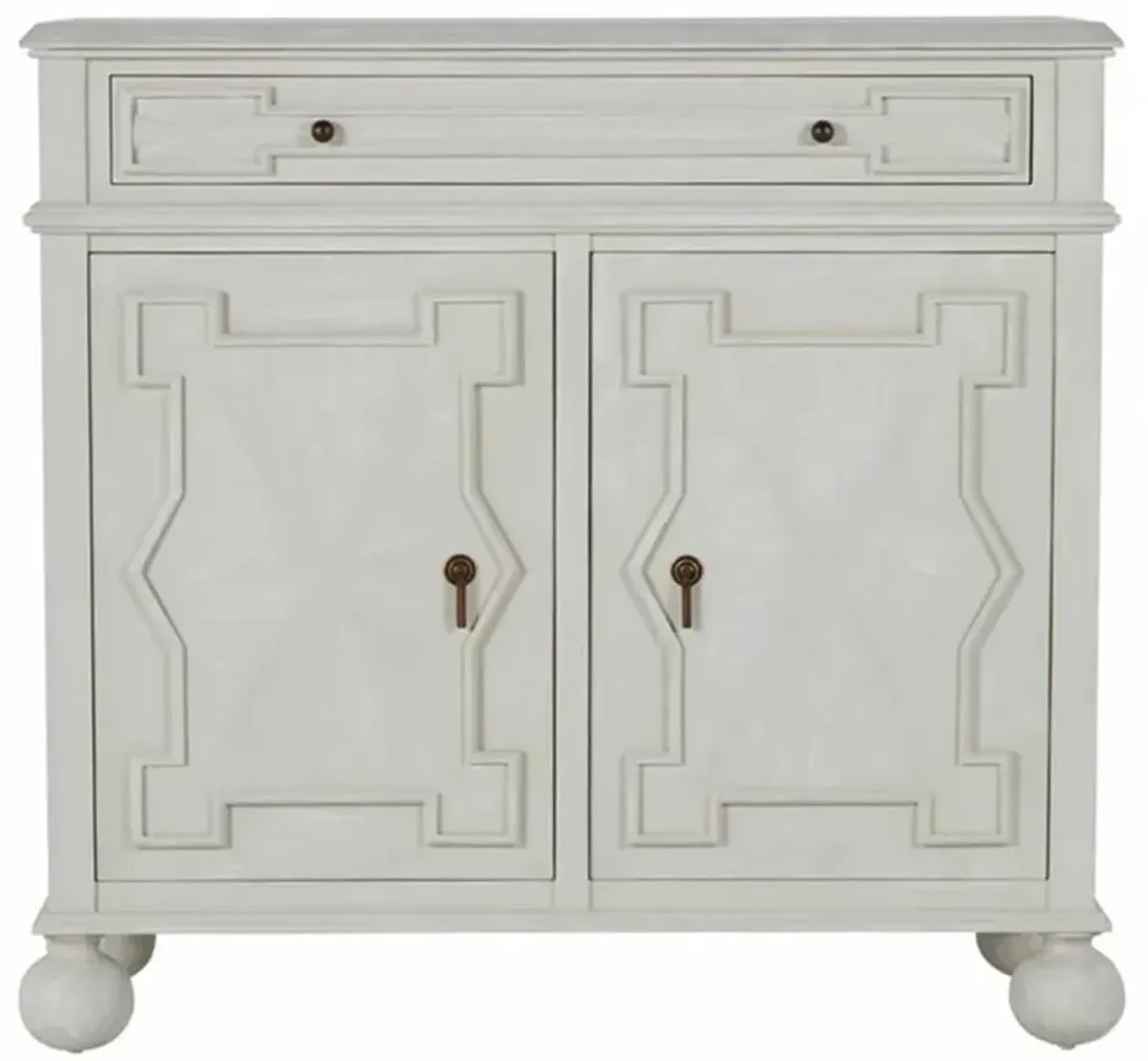 Ezekiel French Country Cerused White Wood Sideboard