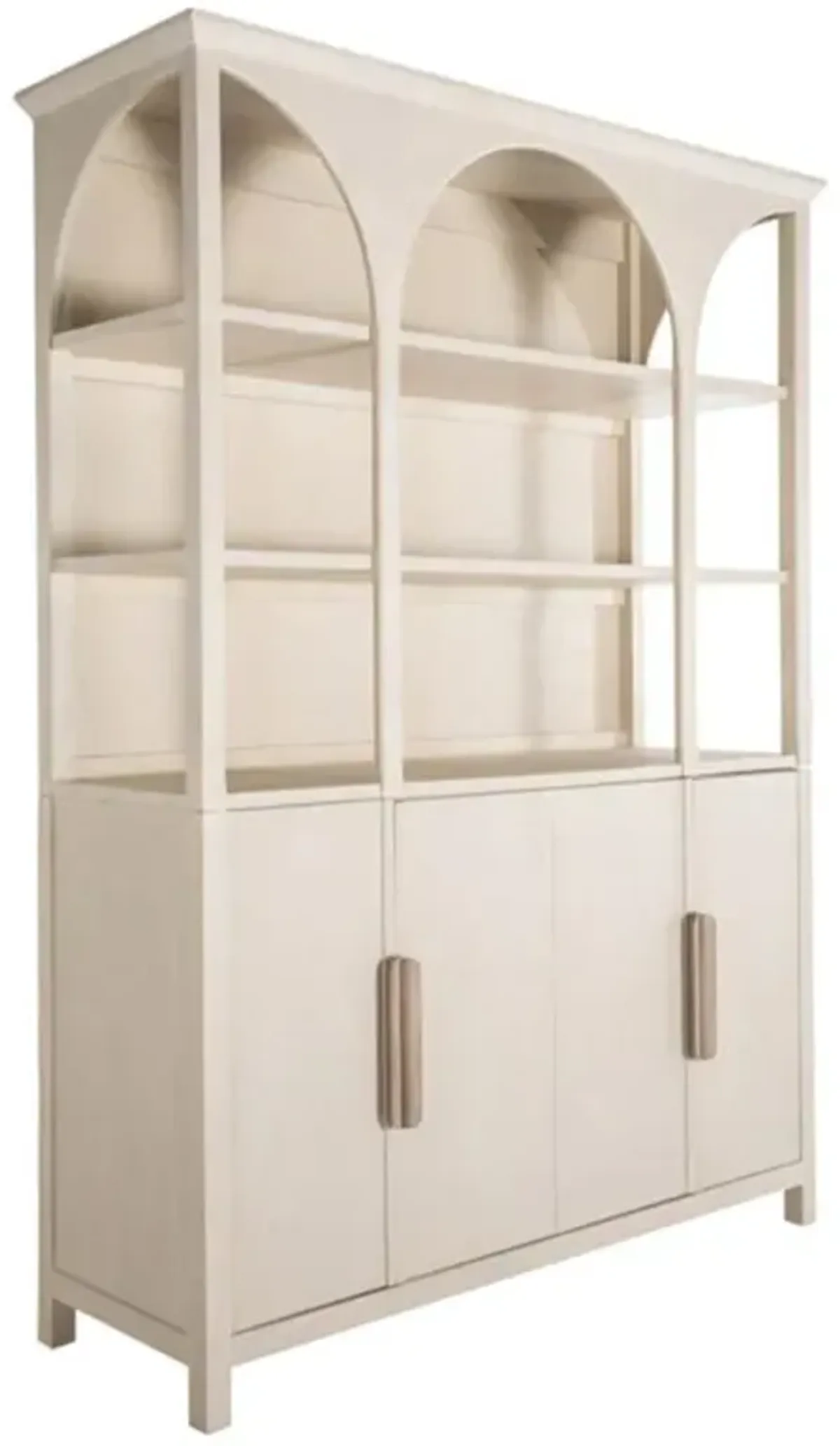 Edison Modern Classic Cerused White Wood Arched Cabinet