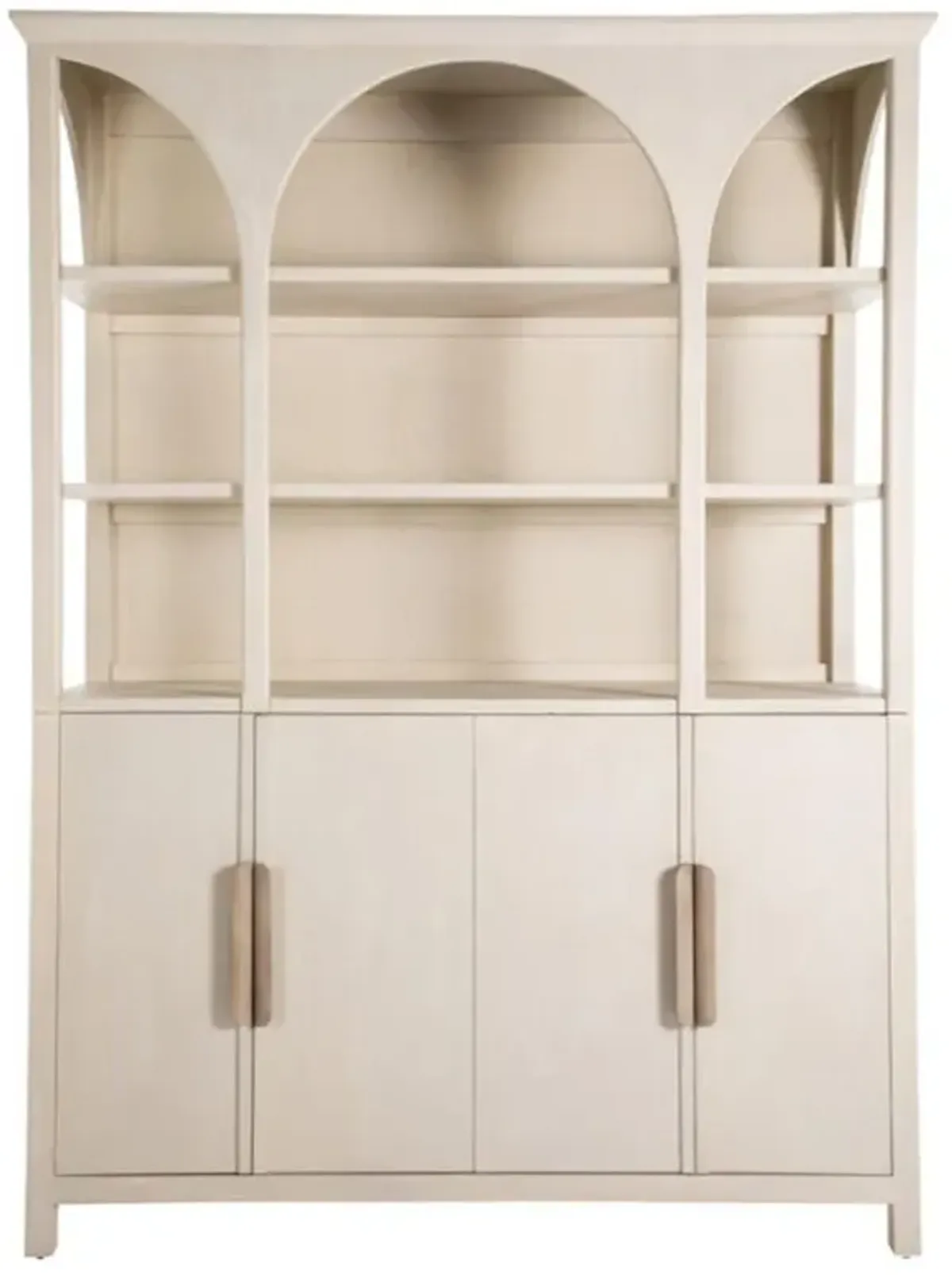 Edison Modern Classic Cerused White Wood Arched Cabinet