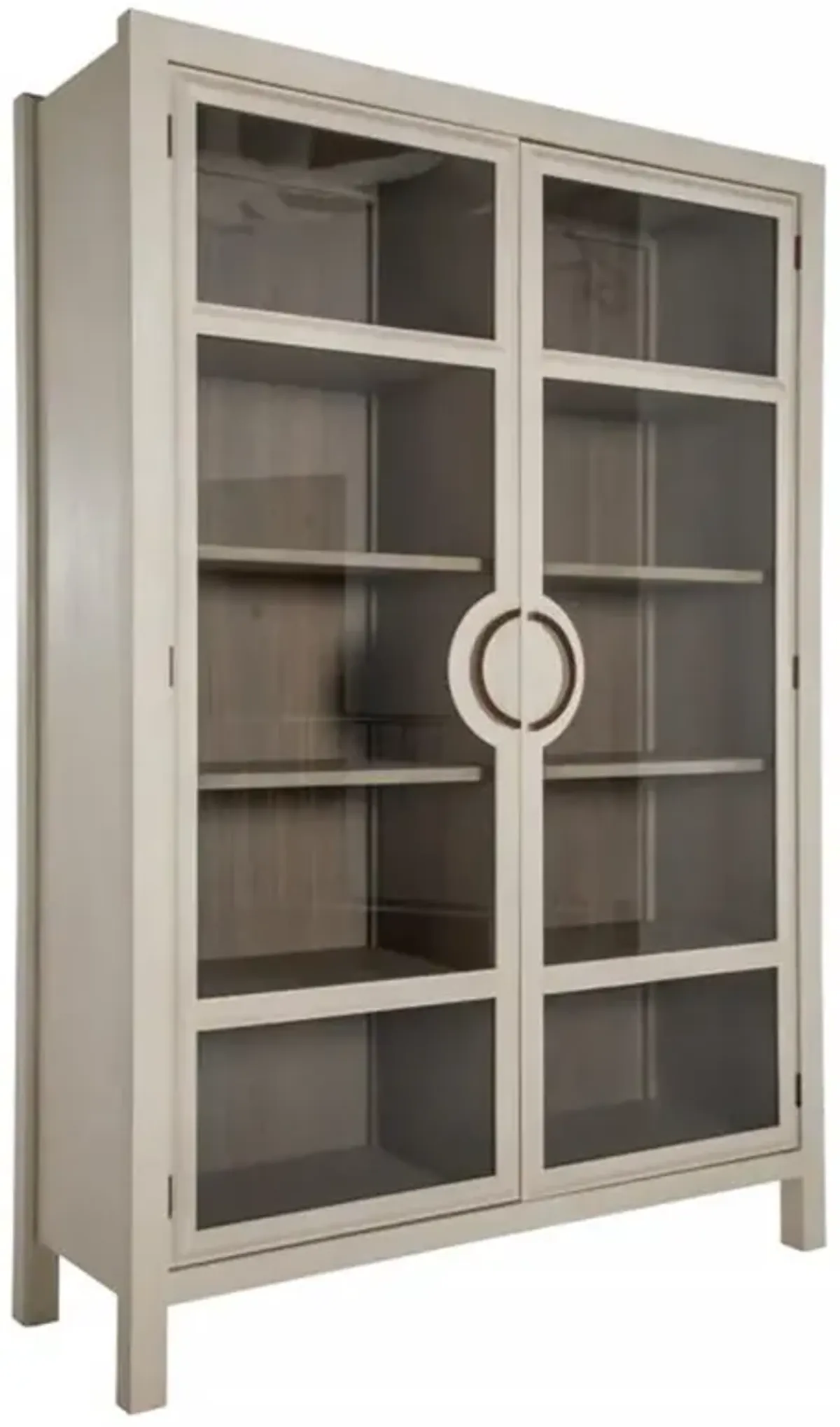 Elias Modern Classic Cerused White Wood Glass Cabinet