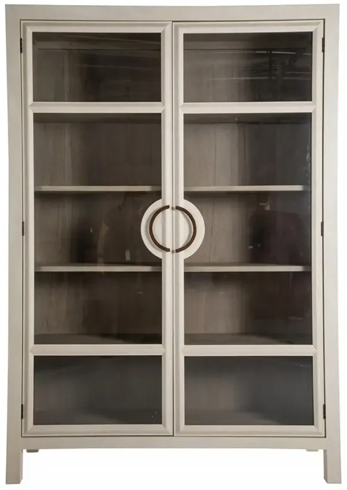 Elias Modern Classic Cerused White Wood Glass Cabinet