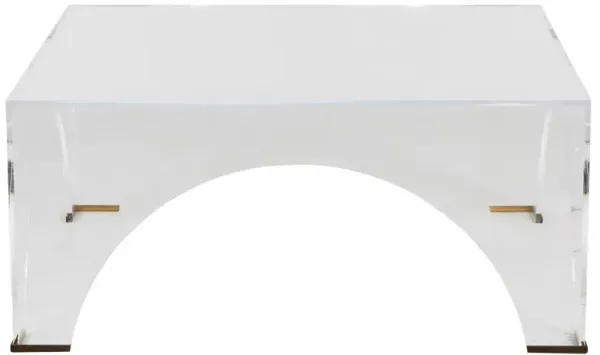 Cindy Hollywood Regency Clear Acrylic Square Coffee Table