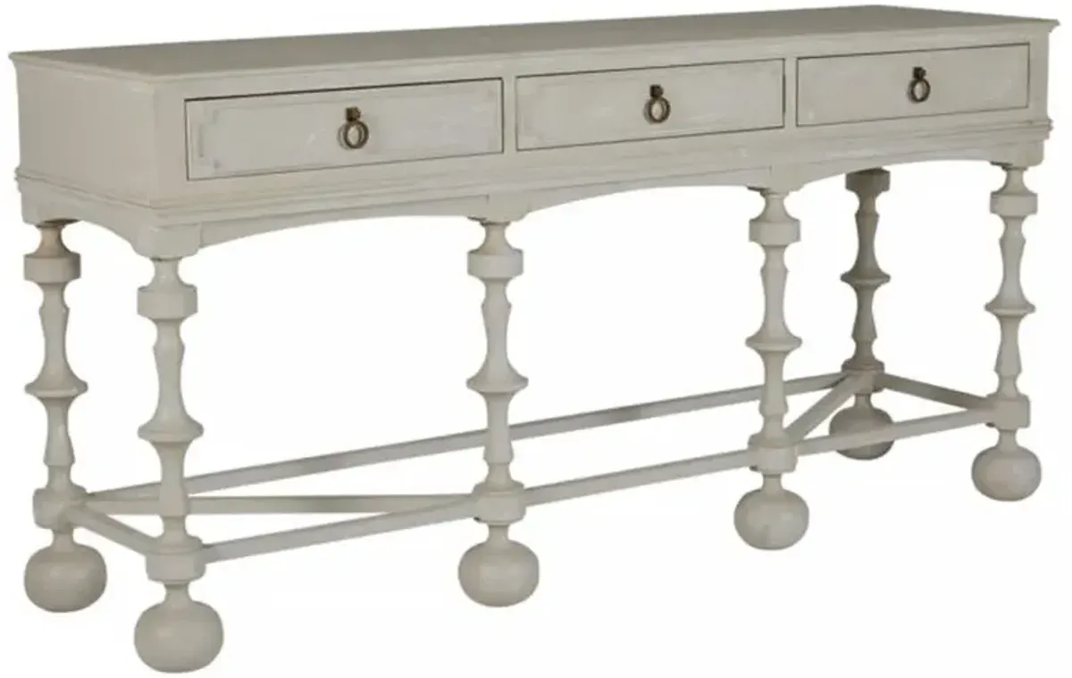 Arrington French White Wood 3 Drawer Rectangular Console Table
