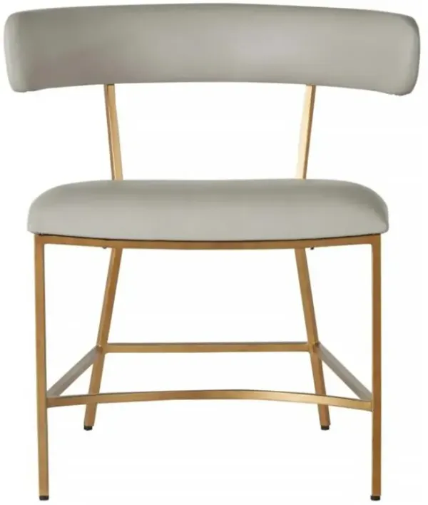 Mason Mid Century Grey Leather Gold Metal Dining Side Chair