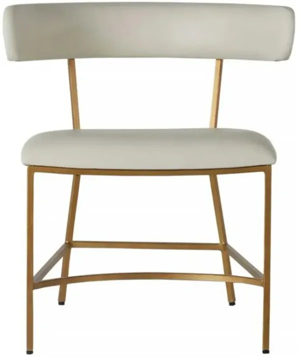 Matlock Modern Classic White Faux Leather Brass Dining Side Chair