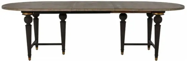 Roderick Brown Oak Inlay Extendable Oval Dining Table - 83-105"W