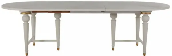 Rosemary White Wood Inlay Extendable Oval Dining Table - 83"-105"W
