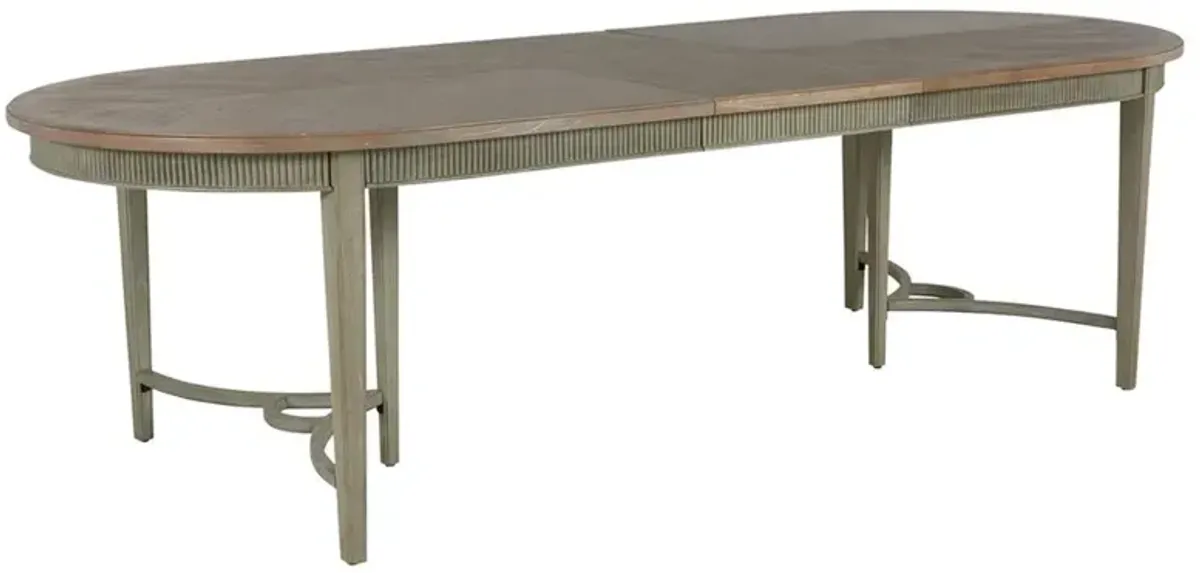 Whitlock Natural Wood Patterned Extendable Oval Dining Table - 86-106"W