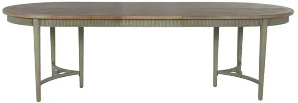 Whitlock Natural Wood Patterned Extendable Oval Dining Table - 86-106"W