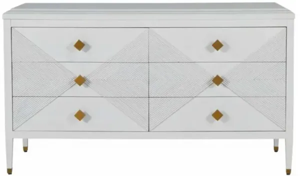 Julia French White Wood Textured Stained Gold Accent Double Dresser