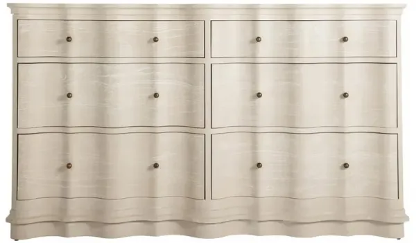 Meredith Updated Traditional Cerused White Wood Wavy Double Dresser