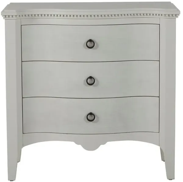Sarah White Mahogany Curved Fabric Front 3 Drawer Chest Dresser